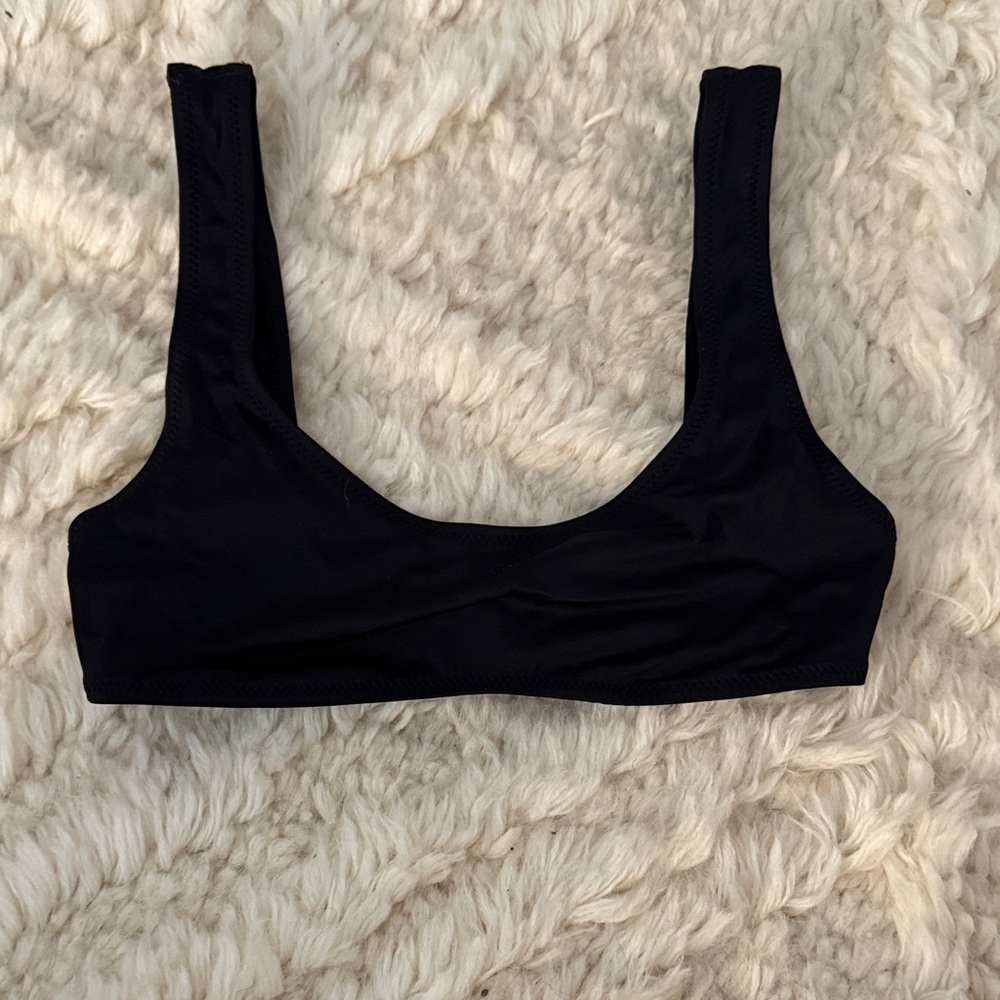 SOLID & STRIPED Black tank bikini top